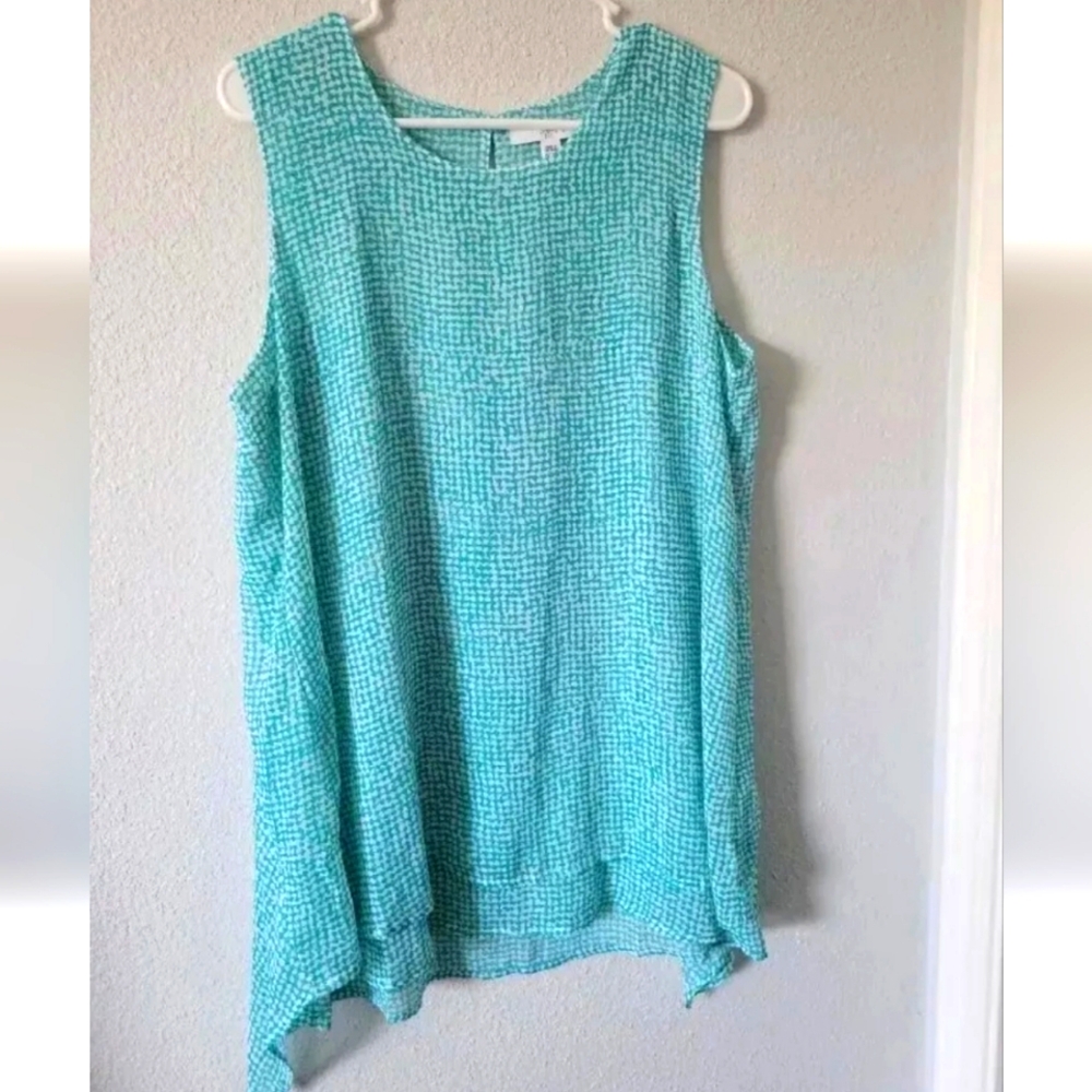 FEVER Women's Turquoise  Chiffon Layered Tunic Size L